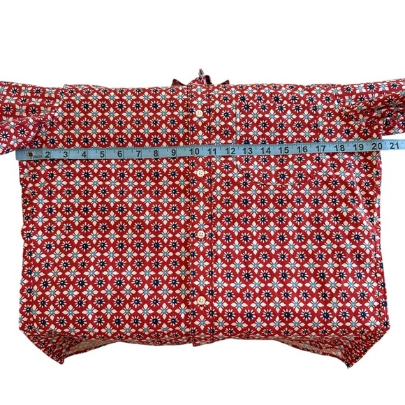 J Crew Mens Small Red Tile Print Classic Fit Button Up Shirt Organic Cotton - Picture 5 of 7